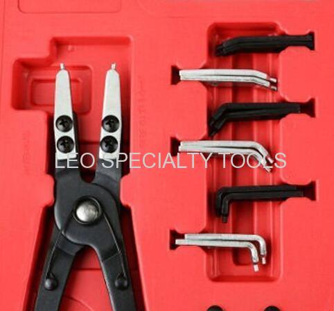 2pcs 10'' Snap Ring Plier Set Circlip Pliers with 16Pcs Replacement Tips