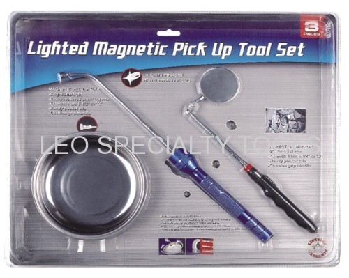 3pcs Professional Magnetic Tool Set Include Pick Up & Tray & Mirror