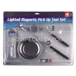 4pcs Magnetic Parts Tray & Pick up Tool & Inspection Mirror & LED Light